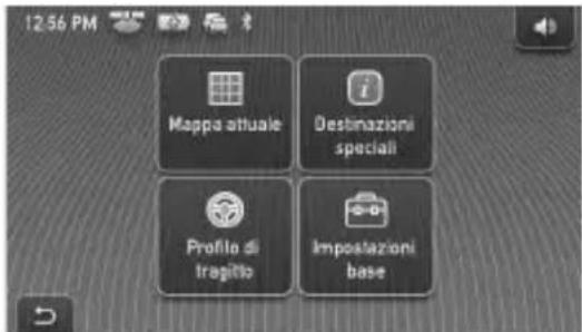 12:56 PM Mappa attuale Destinazioni speciali Profile di tragito Impostazioni base