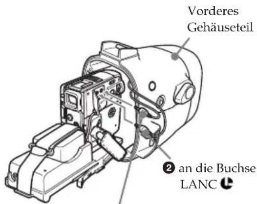 Vorderes Gehäuseteil ② an die Buchse LANC Ⓞ
