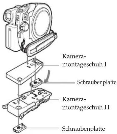 Kamera- montageschuh I Schraubenplatte Kamera- montageschuh H Schraubenplatte