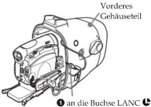 Vorderes Gehäuseteil ① an die Buchse LANC