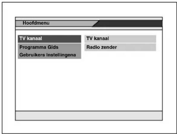 Hoofdmenu TV kanaal Programma Gids Gebruikers Instellingena TV kanaal Radio zender