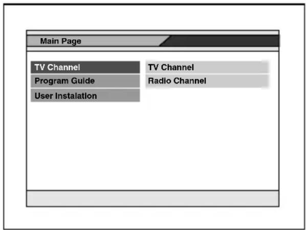 Main Page TV Channel Program Guide User Installation TV Channel Radio Channel