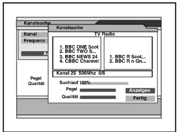 Kanalsuche Kanal Frequenz At Pegel Qualität Kanal25 506Mhz 6/6 TV Radio 1. BBC ONE Scot 2. BBC TWO S... 3. BBC NEWS 24 4. CBBC Channel 1. BBC R Scot... 2. BBC R n Gn... Suchlauf 100% Pegel Qualität Anzeigen Fertig