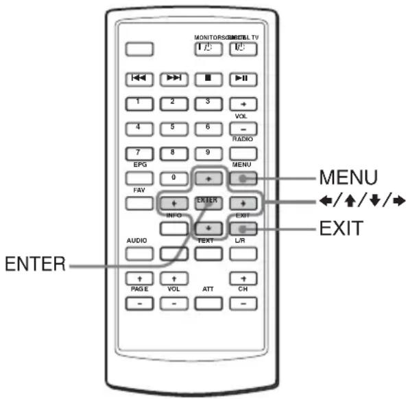 MONITORS/GENERAL TV MENU ←/↑/↓/→ EXIT ENTER