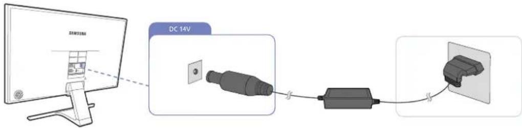 SAMSUNG S27E360F - 使用集成式直流电源适配器的电源连接 - 1