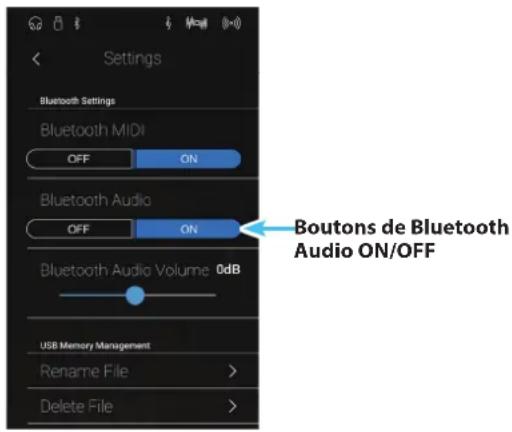 KAWAI Novus NV10 - ■ Modifier le paramètre Bluetooth Audio - 1