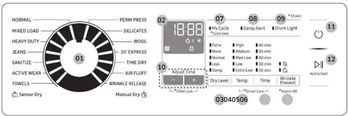 SAMSUNG DVE22N6850W - Control panel - 1
