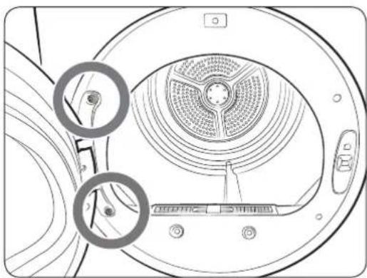 SAMSUNG DVE22N6850W - Cambiar la posicion de la puerta - 1