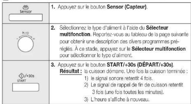 SAMSUNG MC28H5125CW - UTILISATION DES FONCTIONS DE CUISSON PAR CAPTEUR - 1
