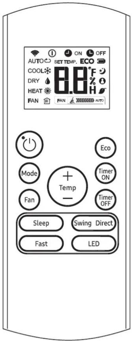 SAMSUNG AR09TXHQASIN - Spécifications de la télécommande - 1