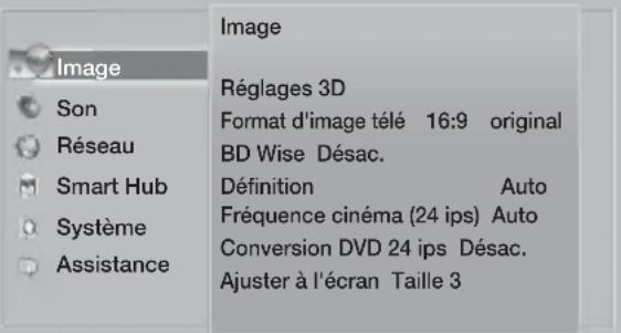 SAMSUNG HTH6500WM - Accès à l'écran Paramètres - 1