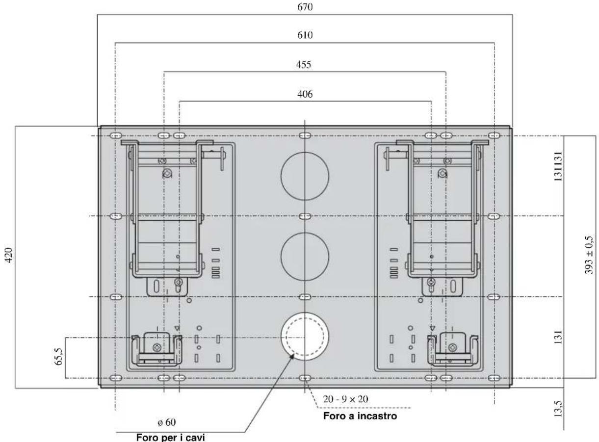 SONY SUWL51 - Diagramma delle dimensioni per l'applicazione a parete - 1