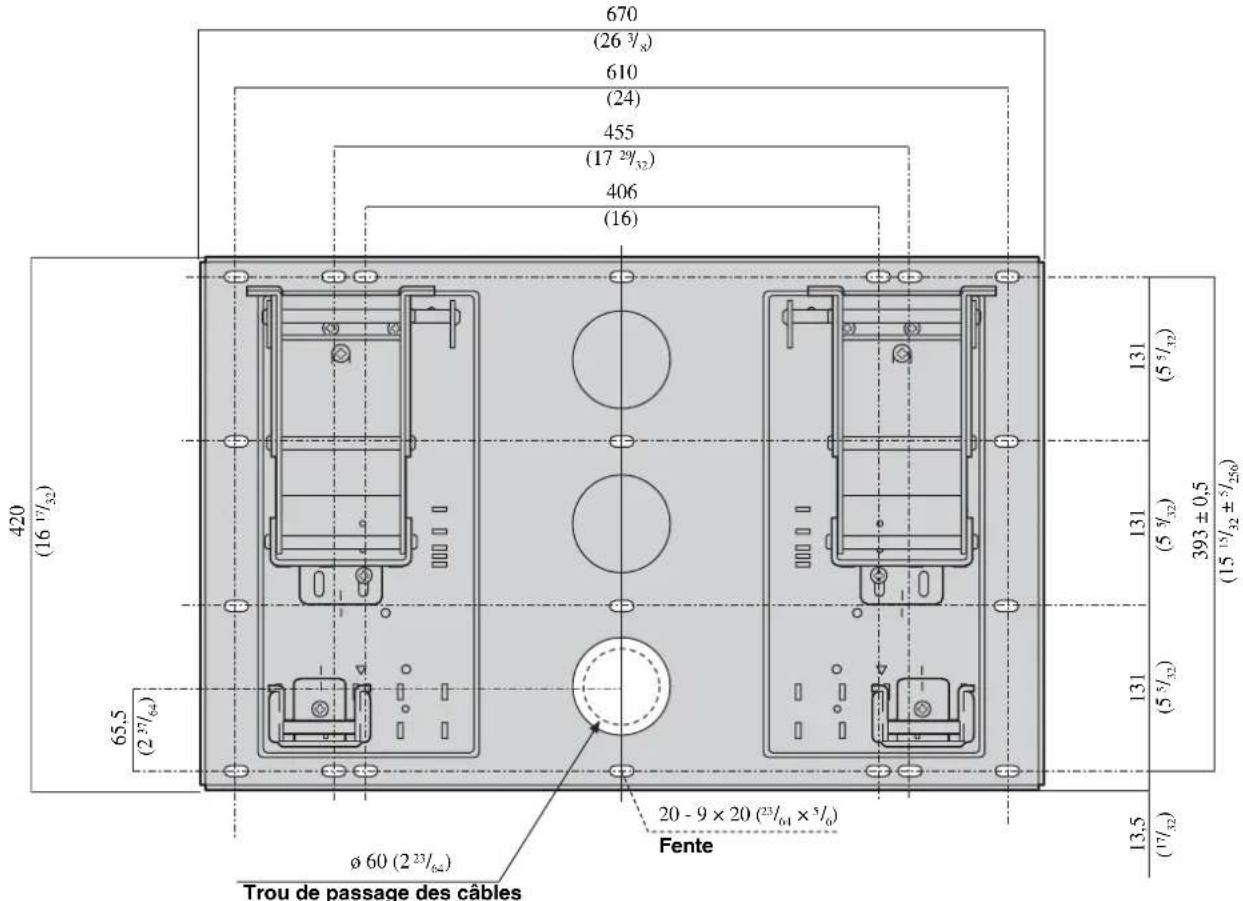 SONY SUWL51 - Scheme des dimensions de fixation au mur - 1