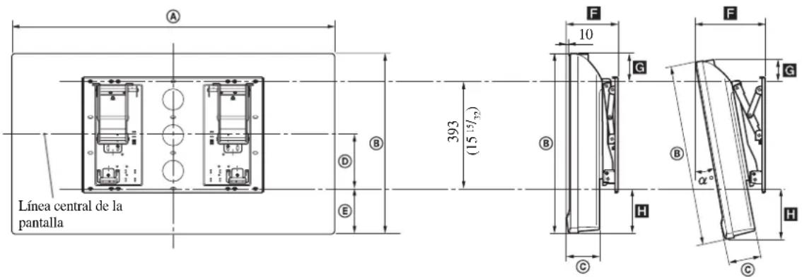 SONY SUWL51 - Tabla de dimensiones para la instalacion del televisor o monitor - 2
