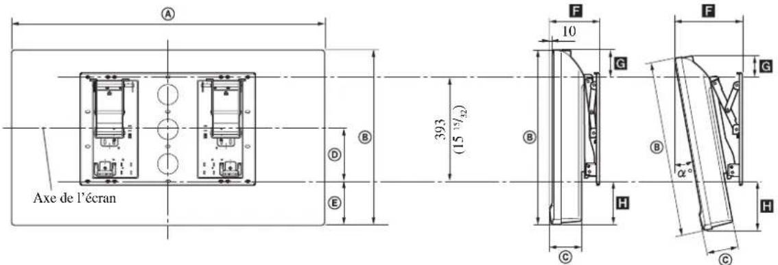 SONY SUWL51 - Tableau des dimensions d'installation du téléviseur ou du moniteur - 2