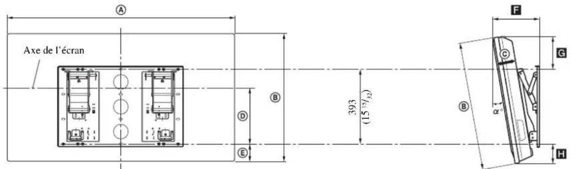 SONY SUWL51 - Tableau des dimensions d'installation du téléviseur ou du moniteur - 1