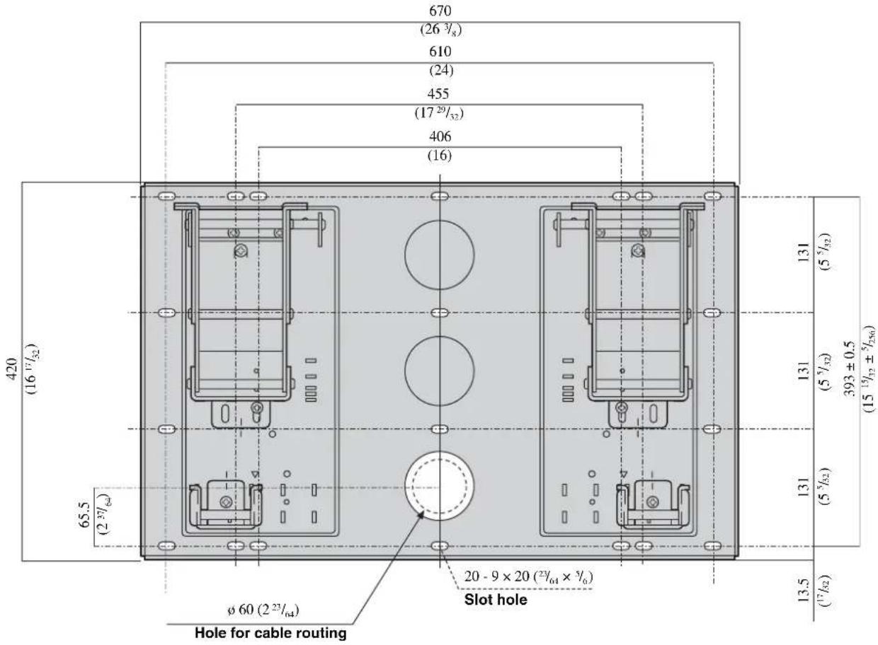 SONY SUWL51 - Wall processing dimensions diagram - 1