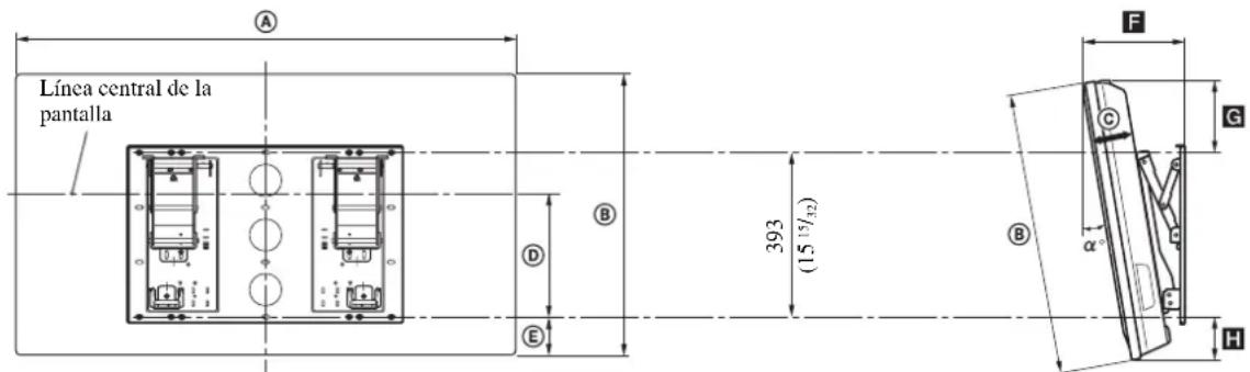 SONY SUWL51 - Tabla de dimensiones para la instalacion del televisor o monitor - 1