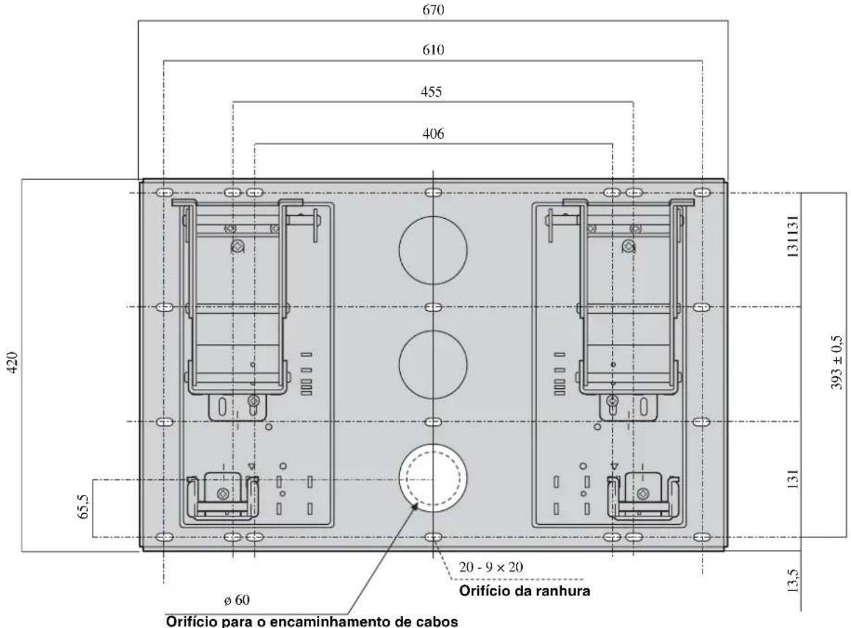 SONY SUWL51 - Diagrama das dimensoes relativas à instalação na parede - 1