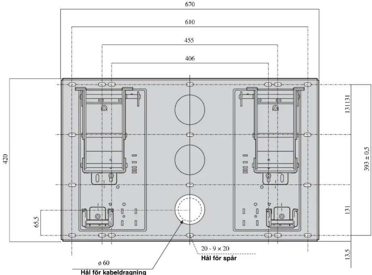 SONY SUWL51 - Mått schema for vaggmontering - 1