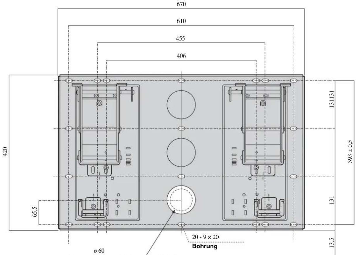 SONY SUWL51 - Abmessungen für die Bohrungen in der Wand - 1