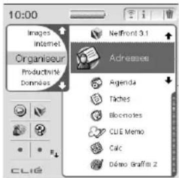 SONY Clie PEGTJ37 - 1Affichage de I'ecran CLIE Launcher - 1