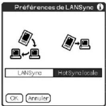 Préférences de LANSync LANSync HotSync locale OK Annuler