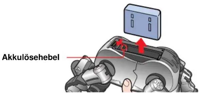 SONY ERS220 - Verschieben Sie den Akkulosehebel, um den Akku zu entnahmen. - 1