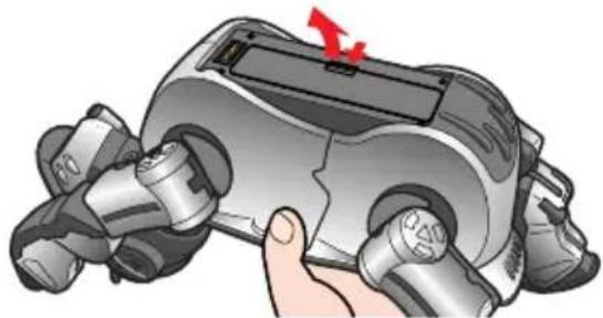SONY ERS220 - Nehmen Sie AIBO saber in die Hand, drehen Sieihn auf den Rücken und öffnen Sie die Abdeckung. - 1