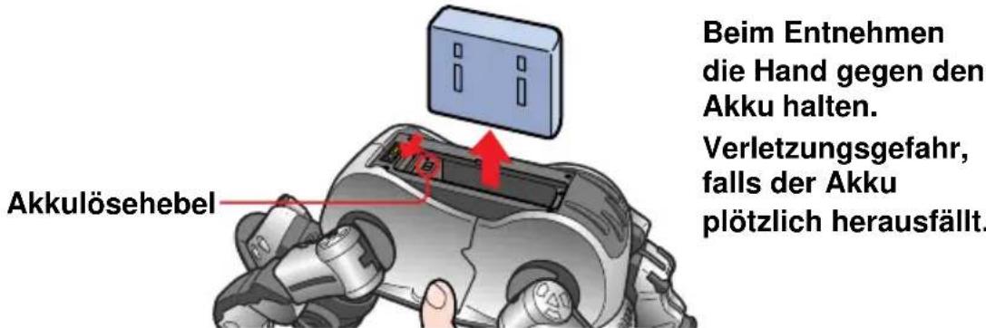 SONY ERS220 - Verschieben Sie den Akkulosehebel und entnahmen Sie den Akku. - 1