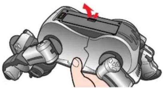 SONY ERS220 - Grasp AIBO firmly by the body, turn it upside down, and then open the cover. - 1