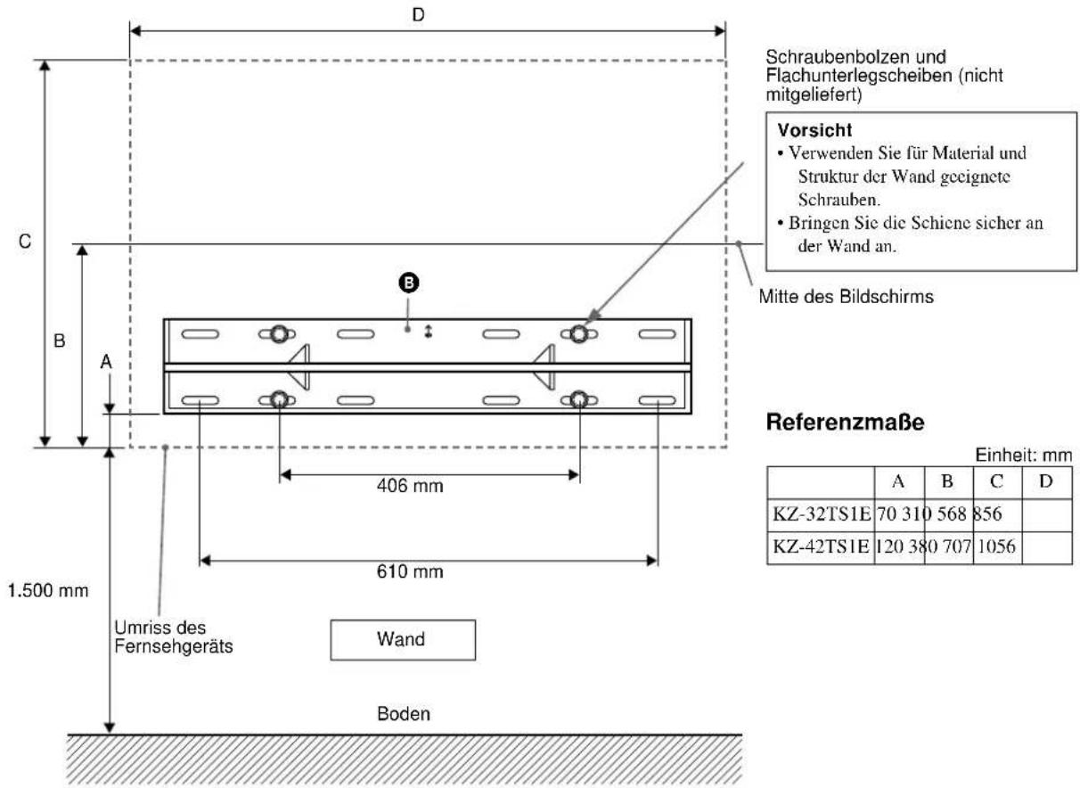 SONY SUWTS1 - Schritt 4: Befestigen der unteren Wandmontageschiene (Beispiel für Montage an einer Holzwand) - 3