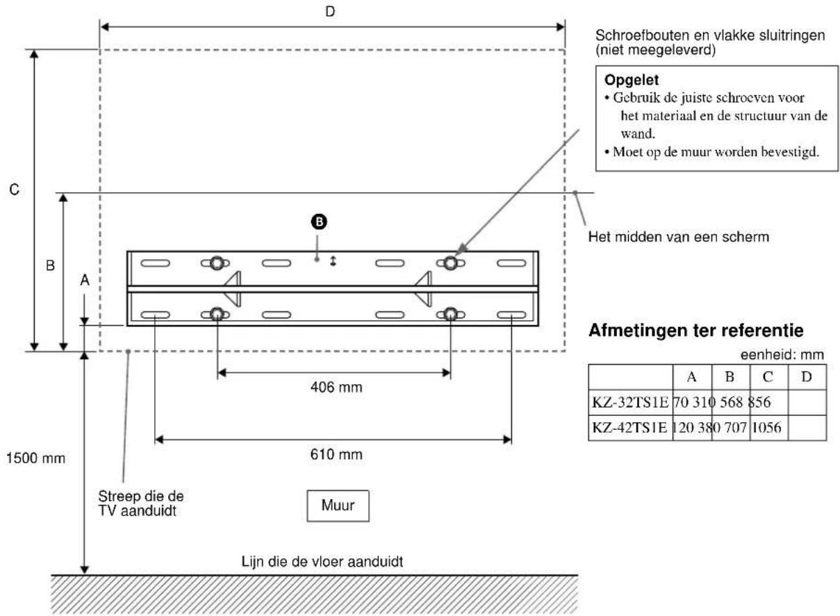 SONY SUWTS1 - Stap 4: De onderste wandmontagesteunen bevestigen (Voorbeeld voor het bevestigen op een houten muur) - 3