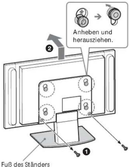 Anheben und herausziehen. Fuß des Ständers