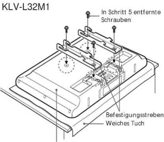 KLV-L32M1 In Schritt 5 entfernte Schrauben Befestigungsstreben Weiches Tuch