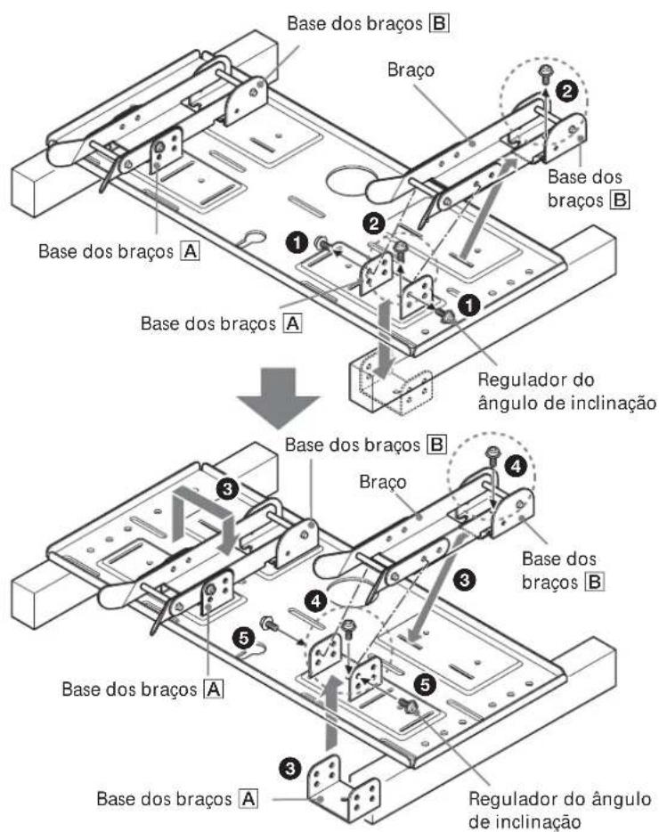 SONY SULW1 - Passo 2: Ajustar a posição das bases dos braços (Só para os modelos KLV-26HG2 e KLV-L32M1) - 1
