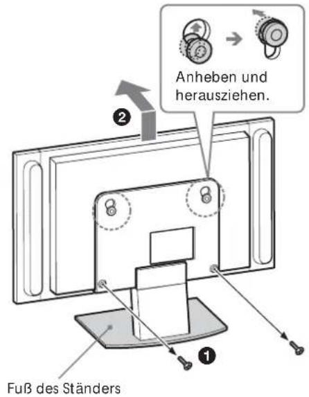 Anheben und herausziehen. Fuß des Ständers