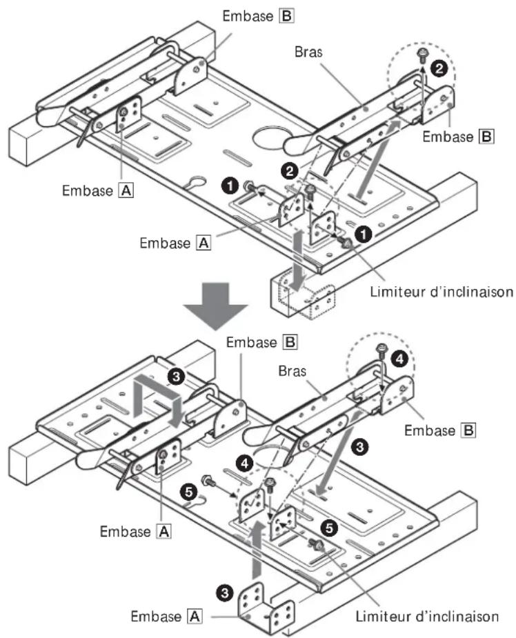 SONY SULW1 - Etape 2 : Réglage de la position de l'embase du bras (pour le KLV-26HG2 et le KLV-L32M1 uniquement) - 1