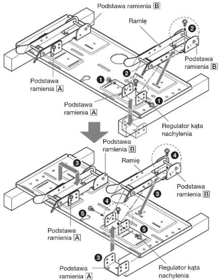 SONY SULW1 - Etap 2: Dostosuj położenie podstaw ramion (Dotyczy tylko modeli KLV-26HG2 i KLV-L32M1) - 1