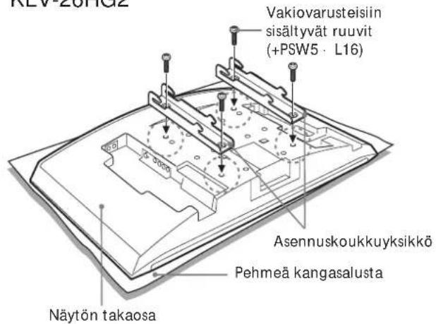 REV ZONG2 Vakiovarusteisiin sisältyvät ruuvit (+PSW5 · L16) Asennuskoukkuyksikkö Pehmeä kangasalusta Näytön takaosa