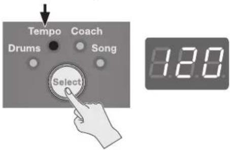 ROLAND TD1DMK - Utilisez le bouton [Select] pour sélectionner le mode Tempo. L'écran affiche le tempo du métronome. - 1