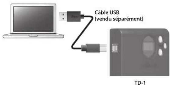 Câble USB (vendu séparément) TD-1