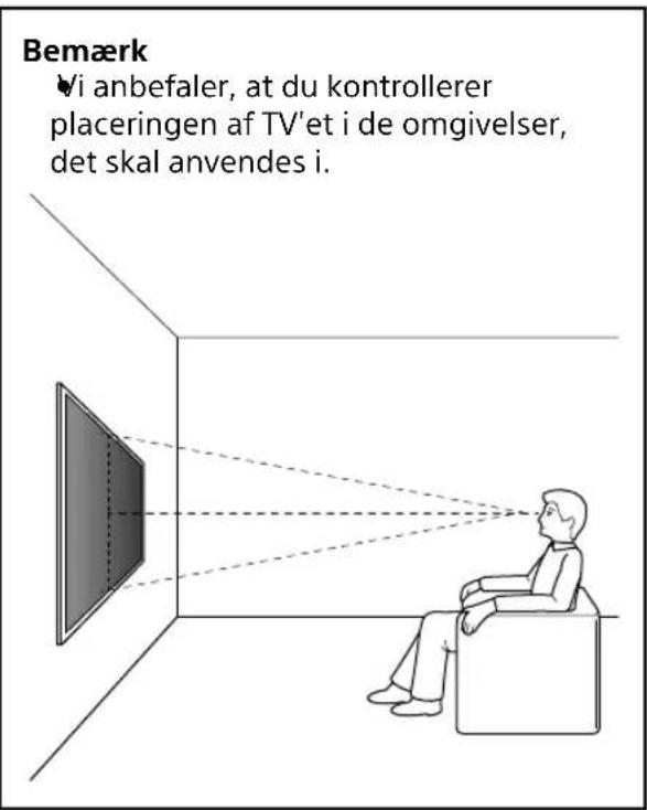 Bemærk ✓i anbefaler, at du kontrollerer placeringen af TV'et i de omgivelser, det skal anvendes i.