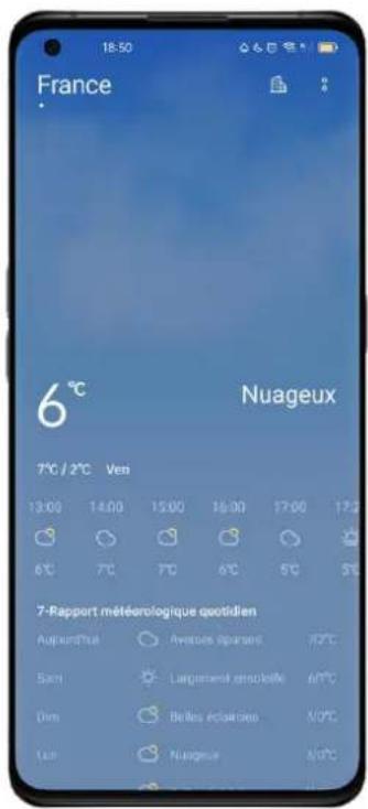 OPPO Reno 5 Pro 5G - Voir le temps actuel et les prévisions météorologiques - 1