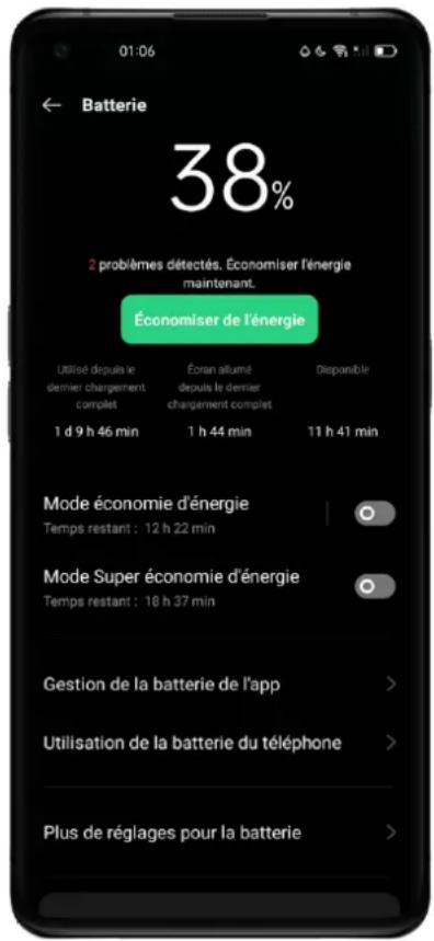 OPPO Reno 5 Pro 5G - Options d'économie d'énergie - 1