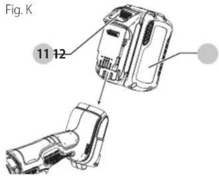 DEWALT DCL043 - Installing and Removing the Battery Pack (Fig. K) - 1