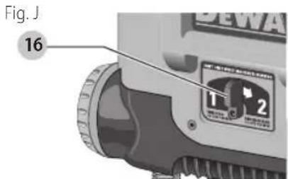 DEWALT DW735X - Sélection de la vitesse (Fig. J) - 1