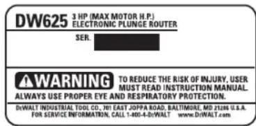 DEWALT DW625 - REEMPLAZO GratisITO DE LAS ETIQUETAS DE - 1