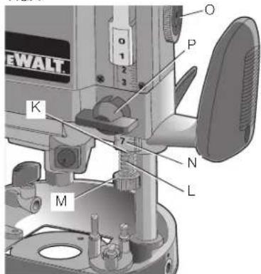 DEWALT DW625 - DEPTH STOP BAR AND VERNIER (FIG.7) The depth stop bar K FIG.7 - 1