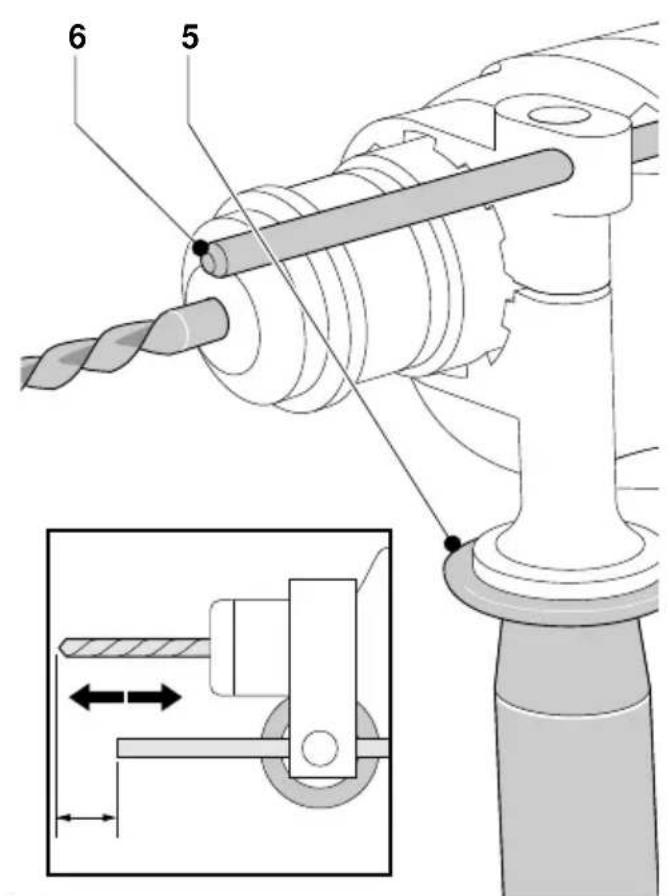 Technical diagram of a mechanical assembly with labeled parts and an inset showing a disassembly or insertion mechanism.
